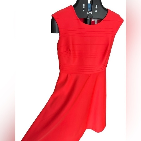Dress Barn Coral Red Fit And Flare Sleeveless Knee Length Cocktail Dress Size 4 - Picture 3 of 12